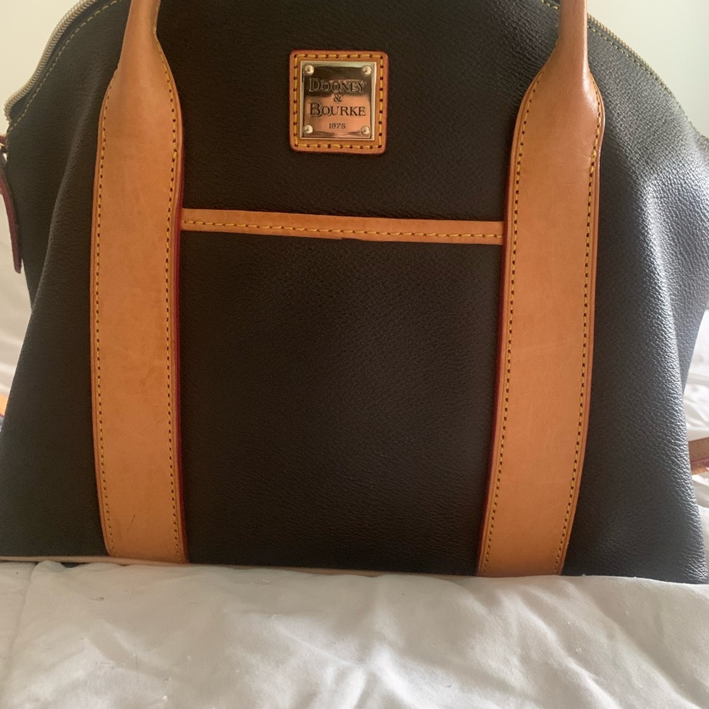 Dooney & Bourke Black Satchel with Tan Accents - Picture 7 of 13